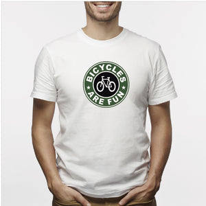 Camisa estampada para hombre  tipo T-shirt Bicicle are fun (logo StarBucks)