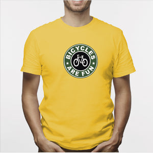 Camisa estampada para hombre  tipo T-shirt Bicicle are fun (logo StarBucks)