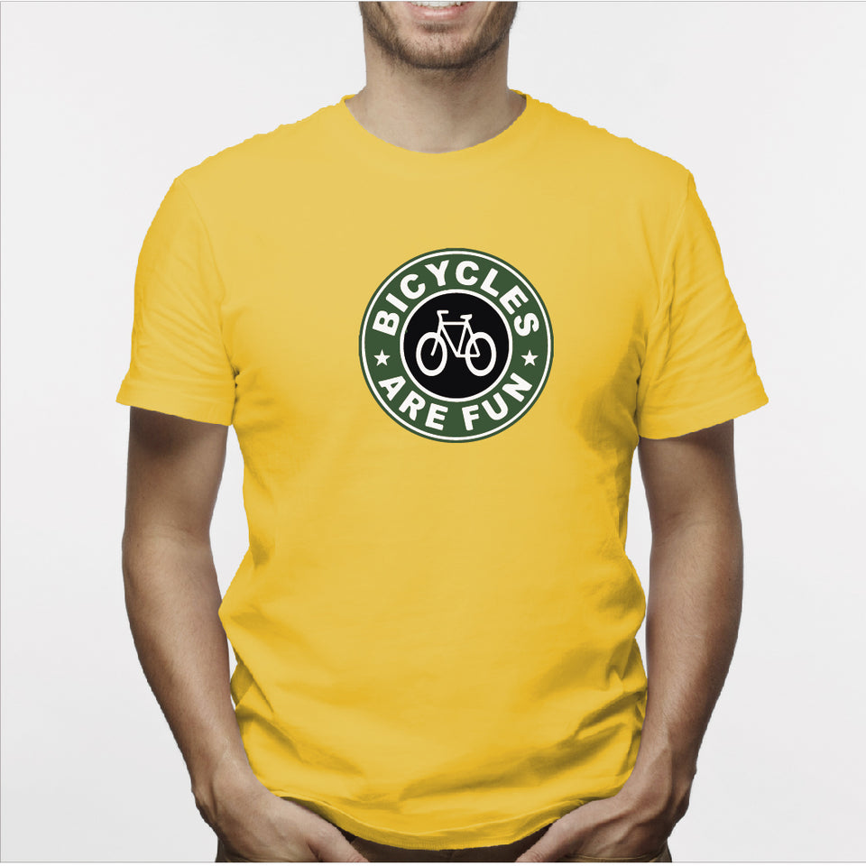 Camisa estampada para hombre  tipo T-shirt Bicicle are fun (logo StarBucks)