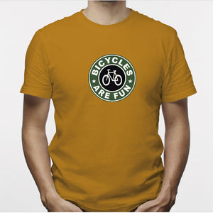 Camisa estampada para hombre  tipo T-shirt Bicicle are fun (logo StarBucks)