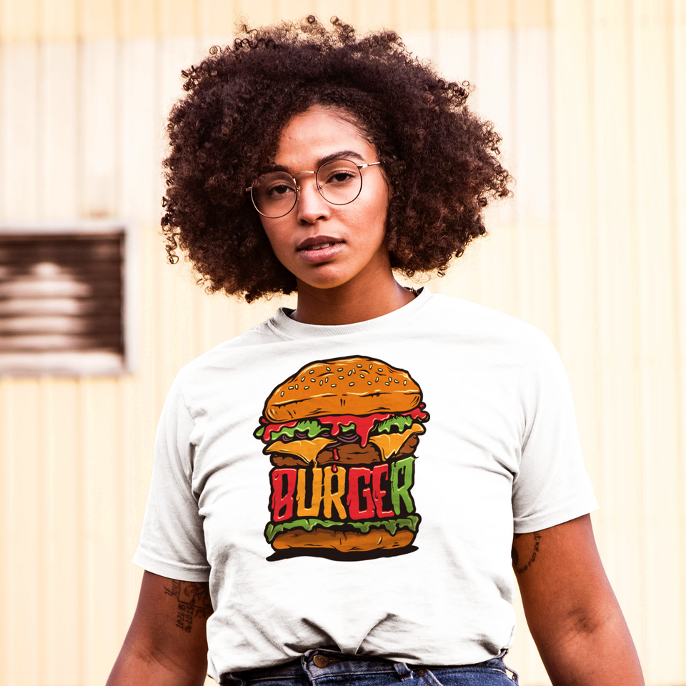Camisa estampada en algodón para mujer tipo T-shirt Burger