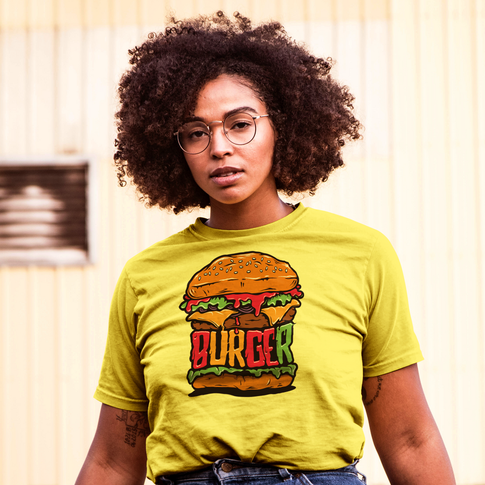 Camisa estampada en algodón para mujer tipo T-shirt Burger