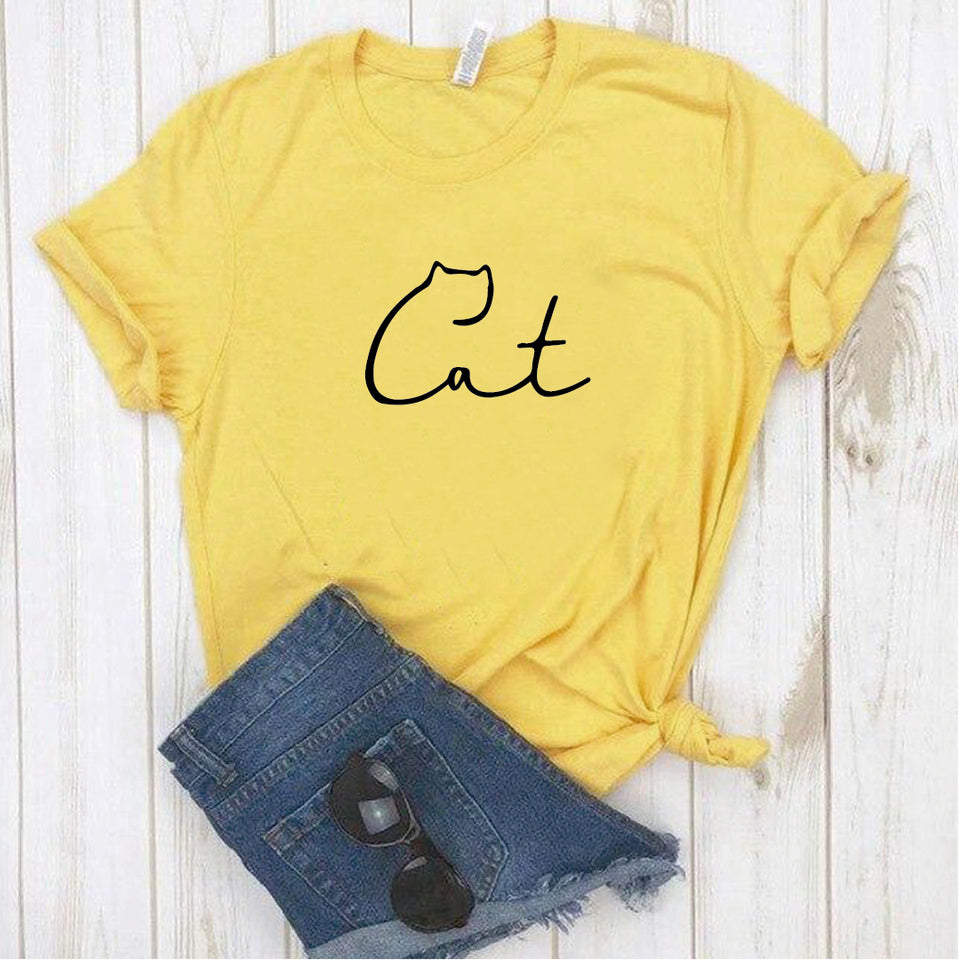 Camisa estampada  tipo T-shirt  Cat palabra