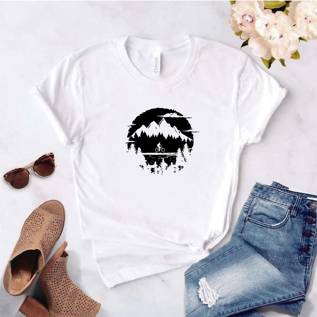 Camisa estampada  tipo T-shirt Ciclista paisaje atrás