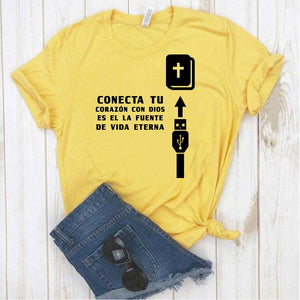 Camiseta T-shirt mujer cristiana CONECTA TU CORAZÓN CON DIOS