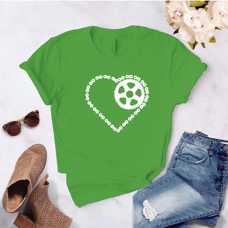 Camisa estampada  tipo T-shirt Corazón cadena Bicicleta