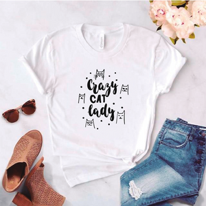 Camiseta estampada tipo T-shirt CRAZY CAT LADY (MASCOTAS)