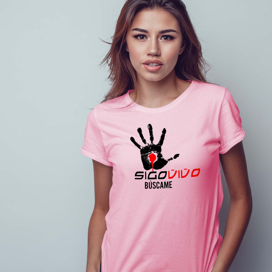 Camiseta T-shirt mujer cristiana SIGO VIVO BUSCAME