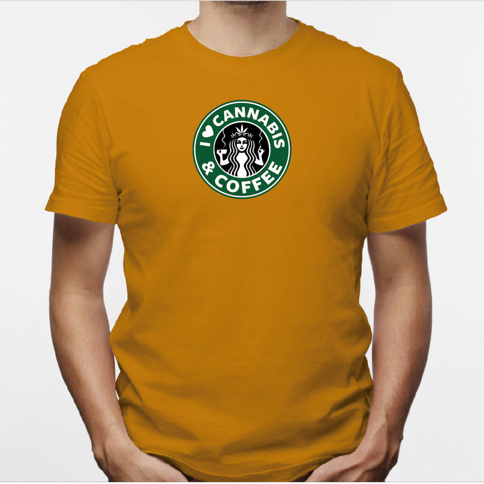 Camisa estampada en algodón para hombre tipo T-shirt Cannabies y Cofee