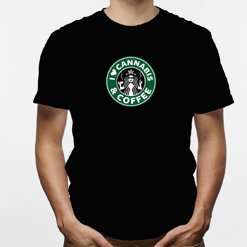 Camisa estampada en algodón para hombre tipo T-shirt Cannabies y Cofee