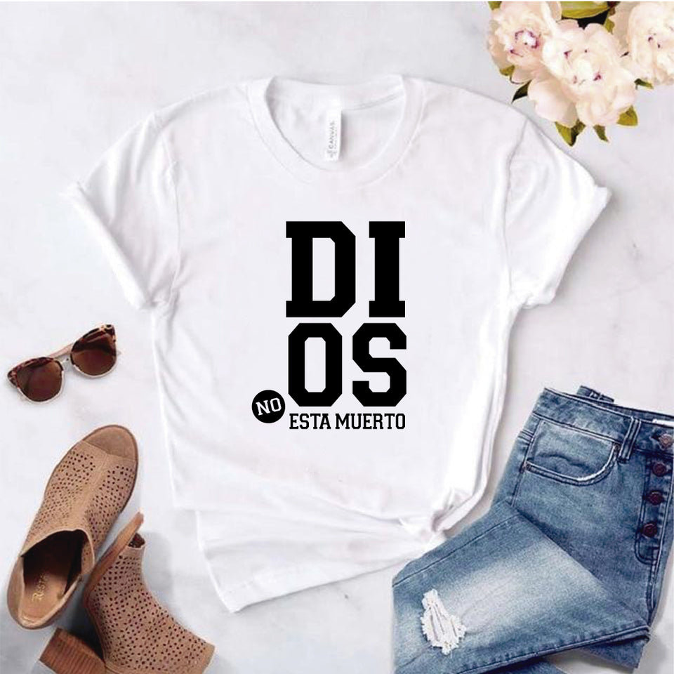 Camiseta T-shirt mujer cristiana DIOS NO ESTA MUERTO