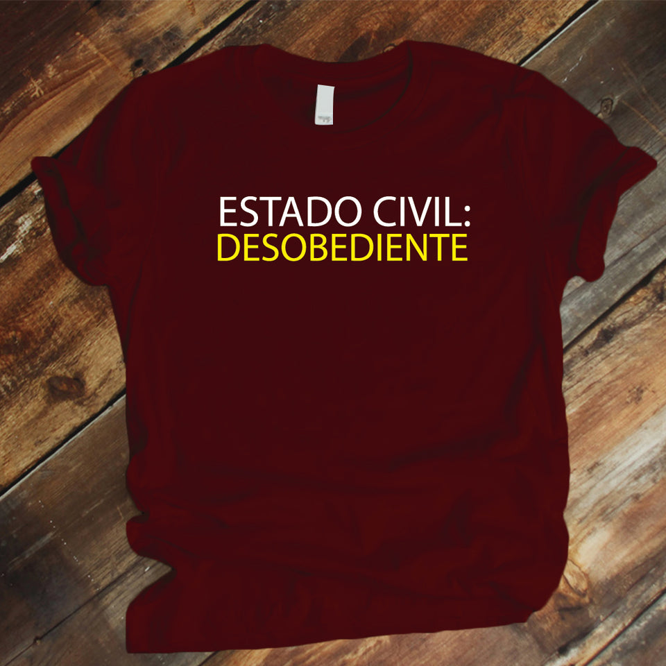 Camisa estampada unisex tipo T-shirt Estado civil desobediente
