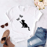 Camisa estampada  tipo T-shirt Gato mariposa 2