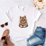 Camiseta estampada tipo T-shirt GATO MIRANDO TIERNO (MASCOTAS)