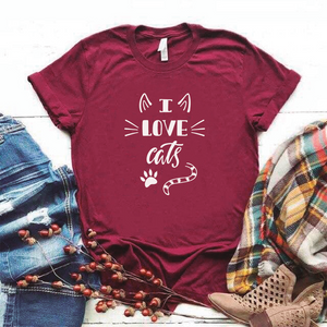 Camiseta estampada tipo T-shirt I LOVE CATS OREJAS Y COLA (MASCOTAS)