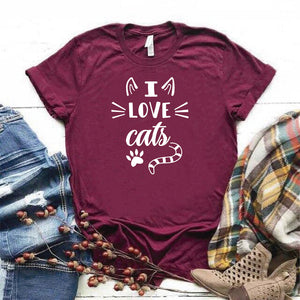 Camisa estampada  tipo T-shirt I LOVE CATS
