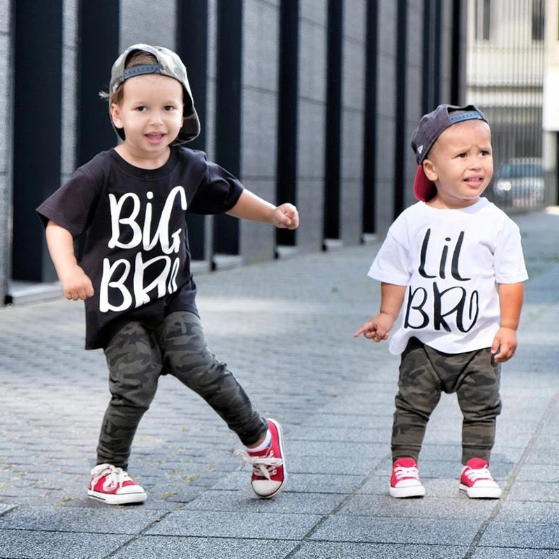 Camiseta y mameluco estampado LIL SIS BRO BIG SIS BRO