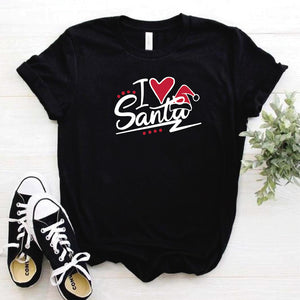 Camisa estampada  tipo T-shirt I love Santa (Navidad)