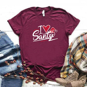 Camisa estampada  tipo T-shirt I love Santa (Navidad)