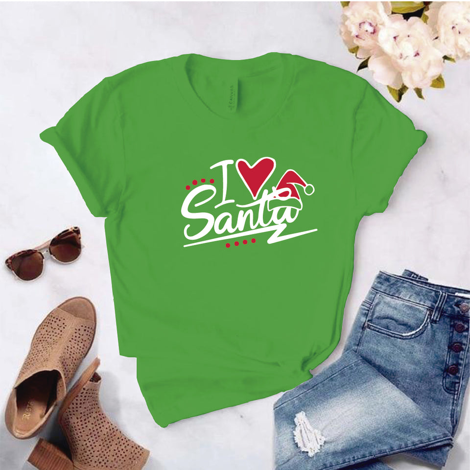 Camisa estampada  tipo T-shirt I love Santa (Navidad)