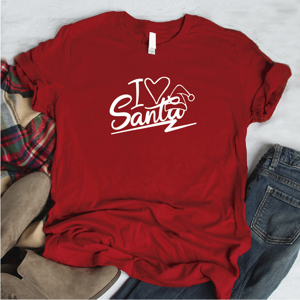 Camisa estampada  tipo T-shirt I love Santa (Navidad)