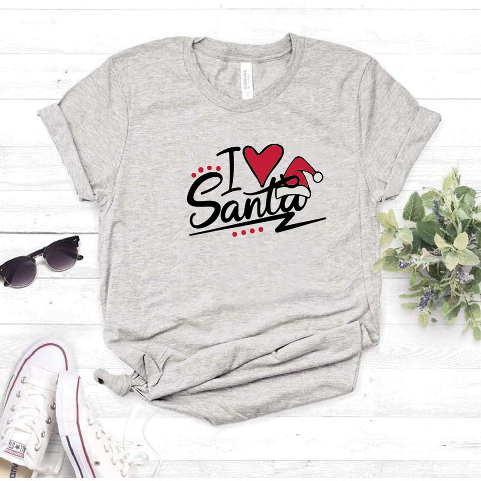 Camisa estampada  tipo T-shirt I love Santa (Navidad)