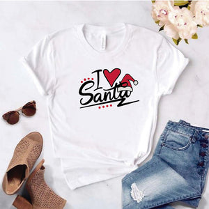 Camisa estampada  tipo T-shirt I love Santa (Navidad)