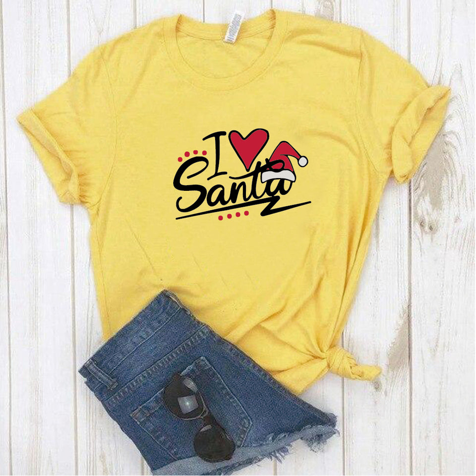 Camisa estampada  tipo T-shirt I love Santa (Navidad)