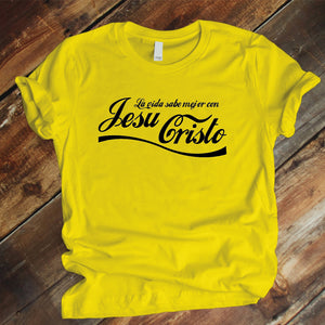 Camiseta T-shirt mujer cristiana JESUCRISTO (cocacola)