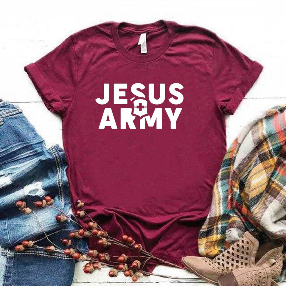 Camisa estampada tipo T- shirt JESUS ARMY (MUJER)