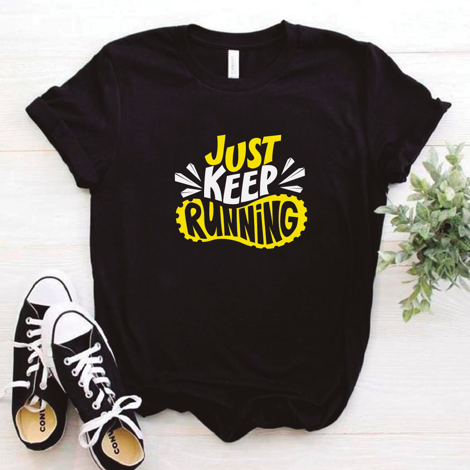 Camiseta estampada tipo T-shirt JUST KEEP RUNNING (FITNESS)