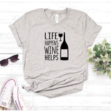 Camisa estampada tipo T- shirt Life Happens Wine Helps