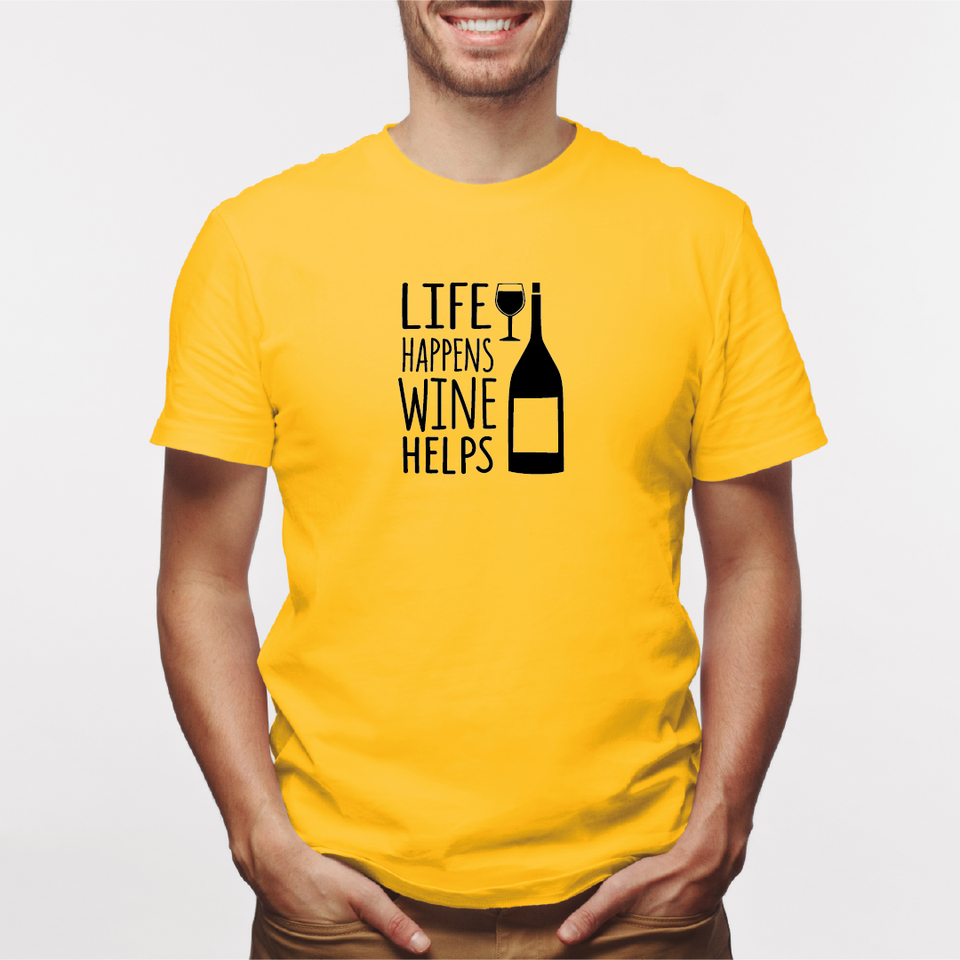 Camisa estampada para hombre  tipo T-shirt Life Happens Wine Helps