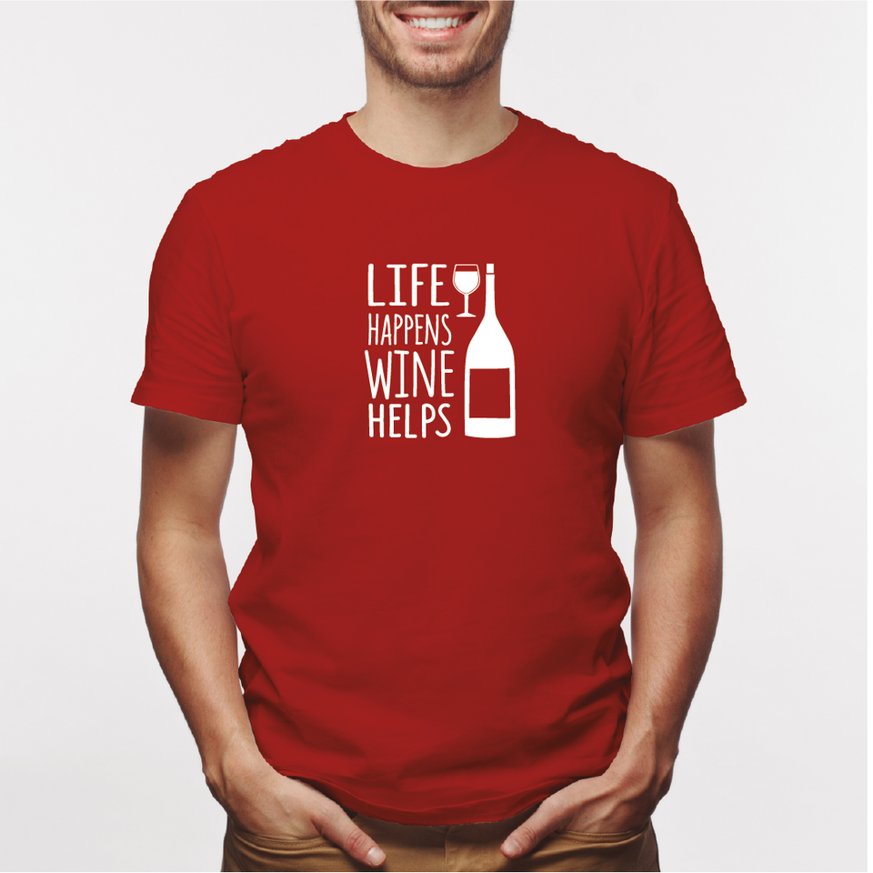 Camisa estampada para hombre  tipo T-shirt Life Happens Wine Helps