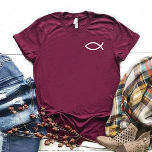 Camiseta estampada tipo T-shirt  LOGO PESCADO JESUS