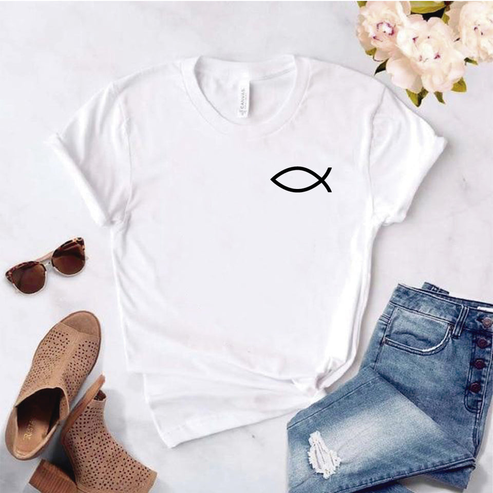 Camiseta estampada tipo T-shirt  LOGO PESCADO JESUS