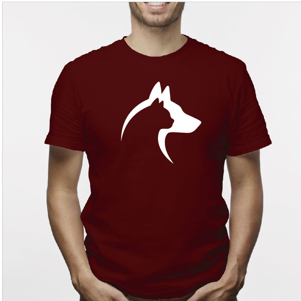 Camisa estampada para hombre  tipo T-shirt SILUETA PERRO GATO CABALLERO