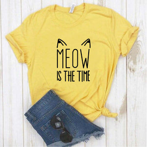 Camisa estampada  tipo T-shirt Meow Is the Time