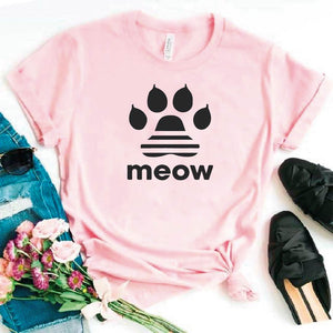 Camisa estampada tipo T- shirt MEOW PATA ADIDAS (DAMA)