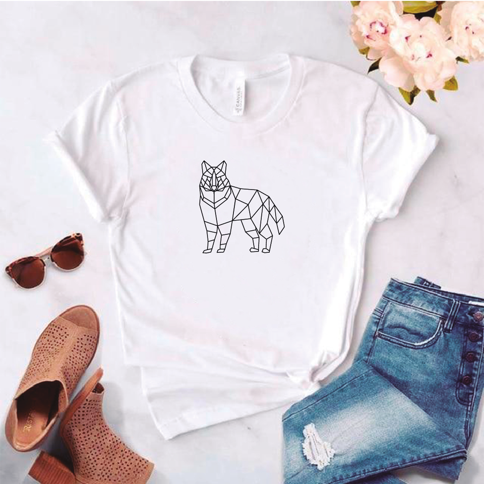 Camisa estampada tipo T- shirt Lobo Geométrico