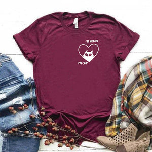 Camisa estampada  tipo T-shirt  MY HEART MY CAT