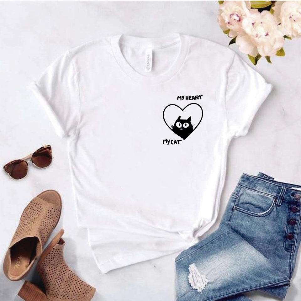 Camisa estampada  tipo T-shirt  MY HEART MY CAT