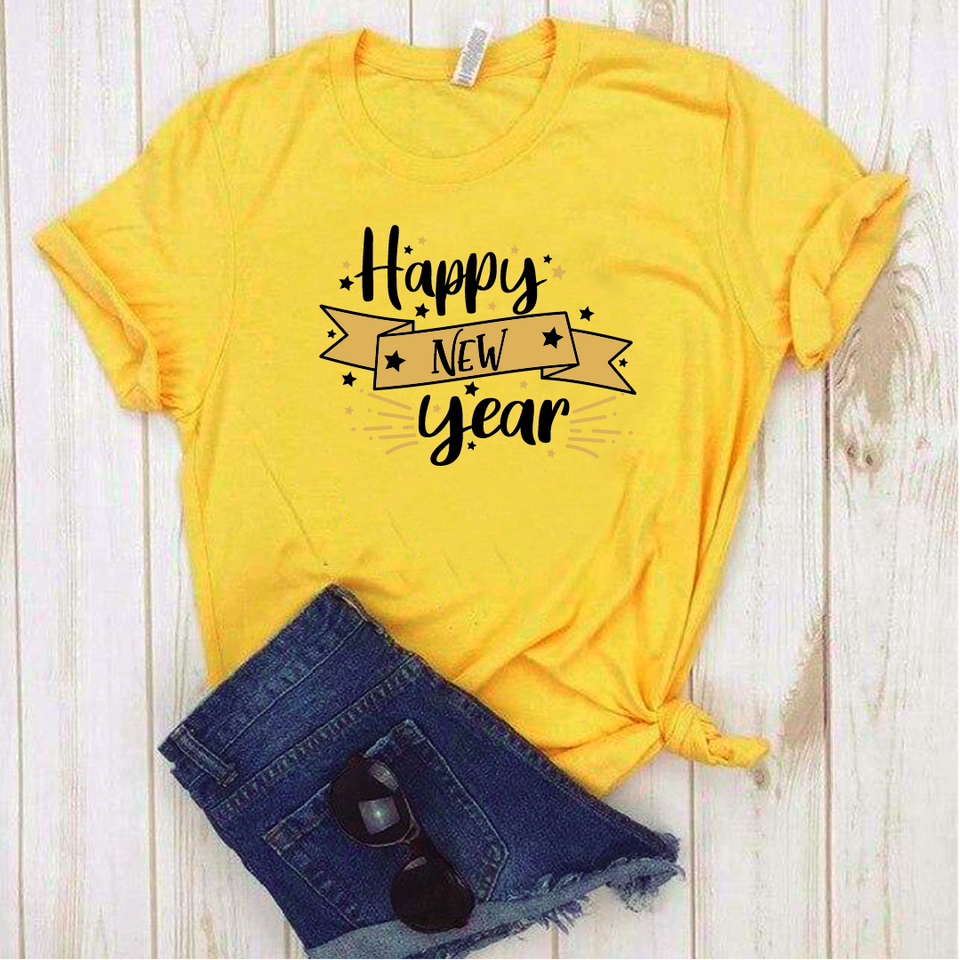 Camisa estampada tipo T-shirt (NAVIDAD) Happy new year 2