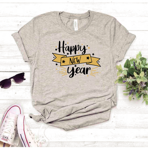Camisa estampada tipo T-shirt (NAVIDAD) Happy new year 2