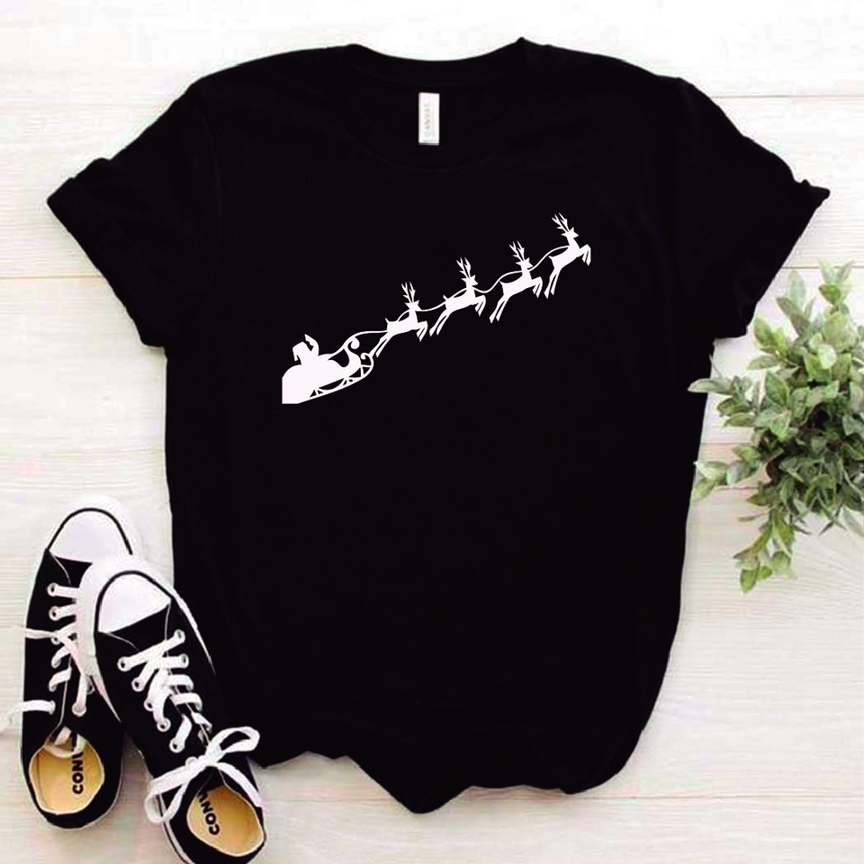 Camisa estampada tipo T-shirt (NAVIDAD) Santa y renos silueta