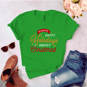 Camisa estampada tipo T-shirt (NAVIDAD) We wish you happy hollidays