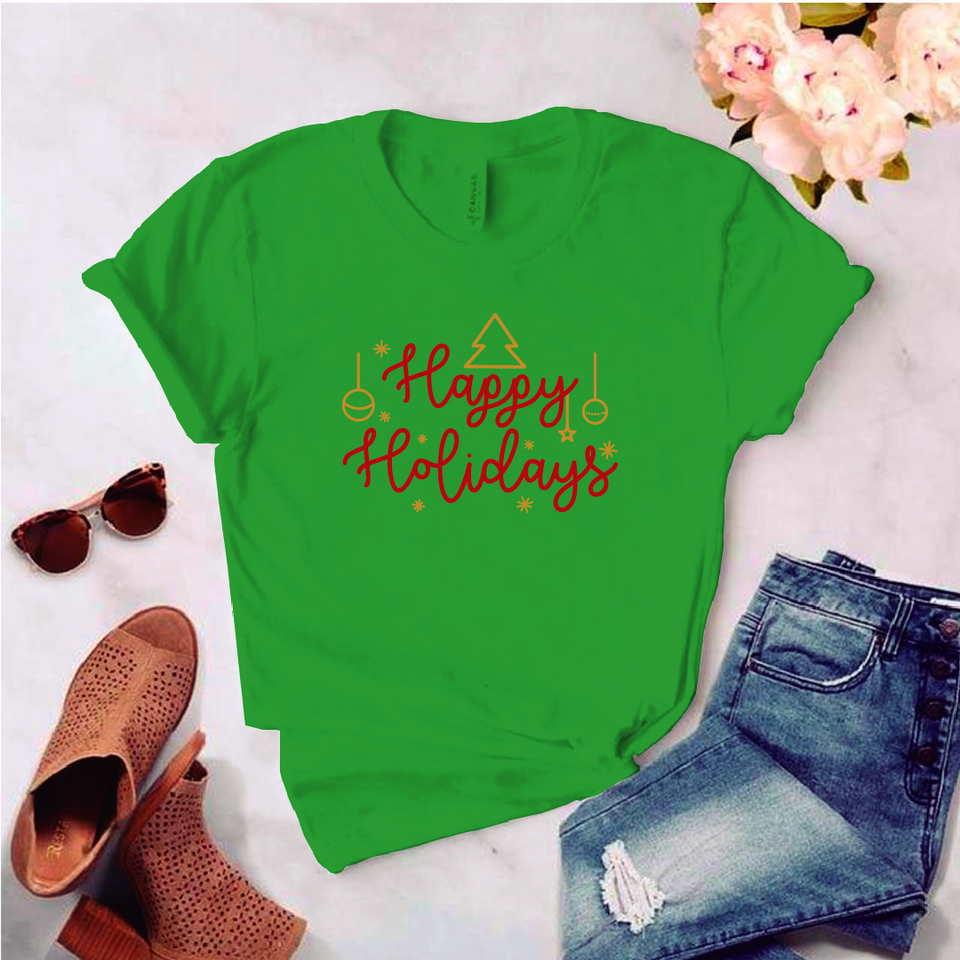 Camisa estampada tipo T-shirt (NAVIDAD) Happy holidays