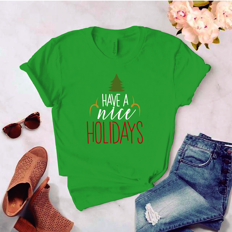 Camisa estampada tipo T-shirt (NAVIDAD) Have a nice holidays