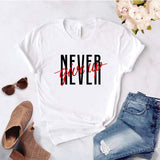 Camisa estampada  tipo T-shirt  NEVER GIVE UP