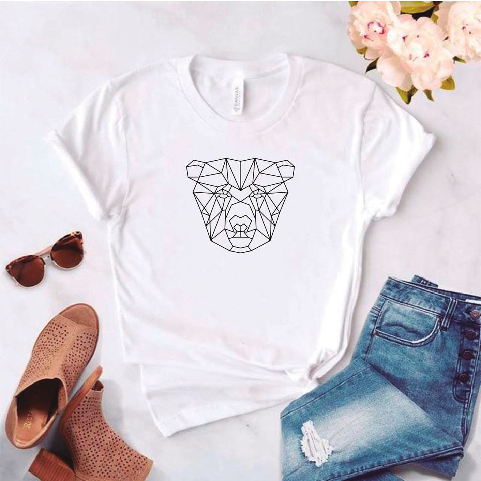 Camisa estampada tipo T- shirt Oso Boca cerrado Geométrico